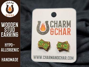 Money Wood Stud Earrings - Entrepreneur Fashion Earring - Stud Earring - Charm and Char
